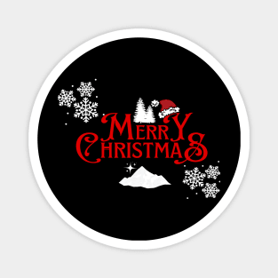 Merry Christmas Snowflakes Santa Hat Design Magnet